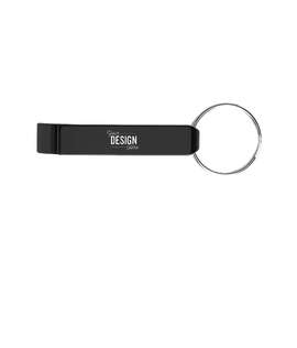 Laser Engraved Aluminum Bottle Opener Keychain - Color: Black