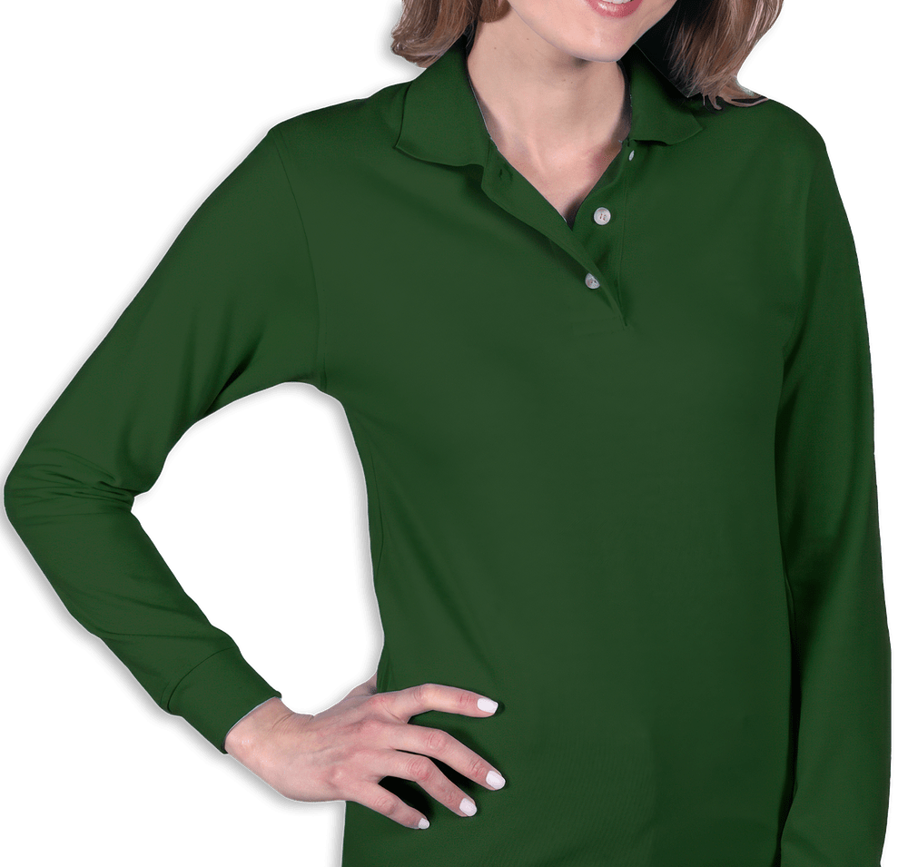 Blue Generation Women's Superblend Easy-Care Pique Long Sleeve Polo-default