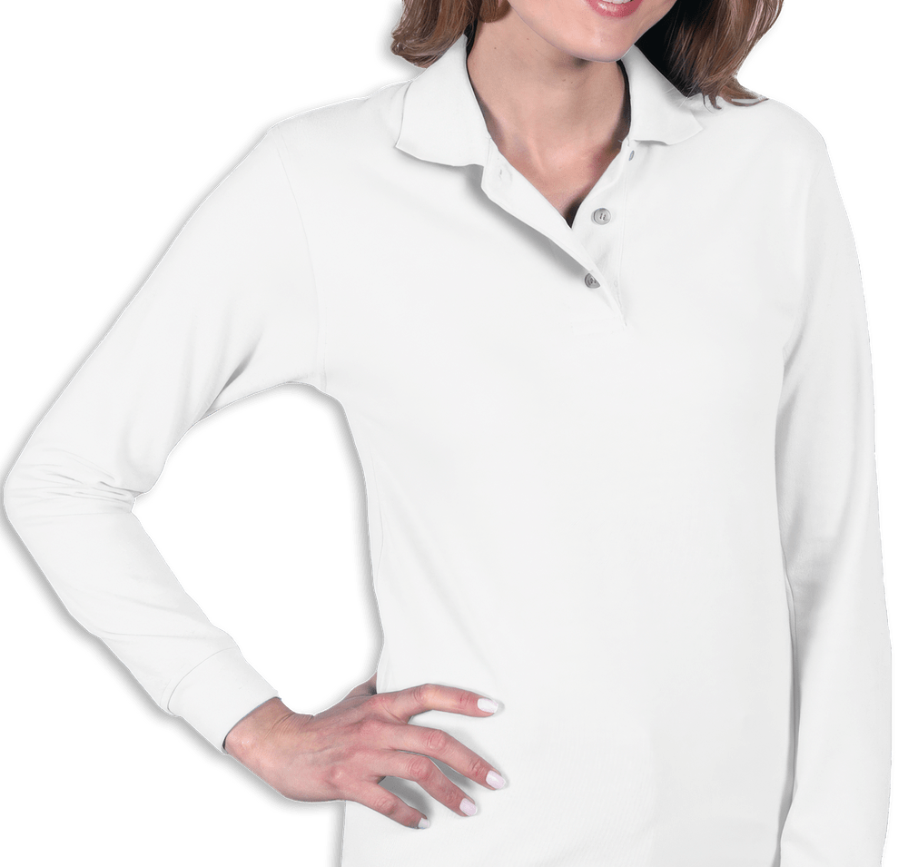 Blue Generation Women's Superblend Easy-Care Pique Long Sleeve Polo-default