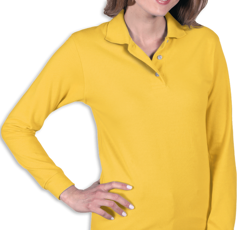 Blue Generation Women's Superblend Easy-Care Pique Long Sleeve Polo-default