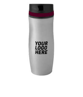 Full Color 14 oz. Persona Wave Trail Vacuum Insulated Tumbler - Color: Gray / Burgundy