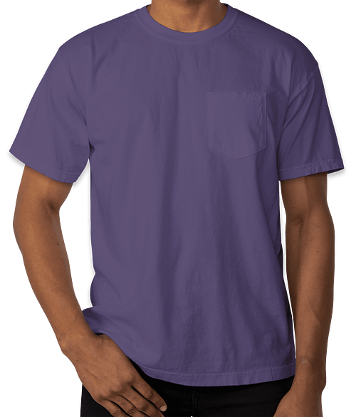 Comfort Colors 100% Cotton Pocket T-shirt - Embroidered in Grape