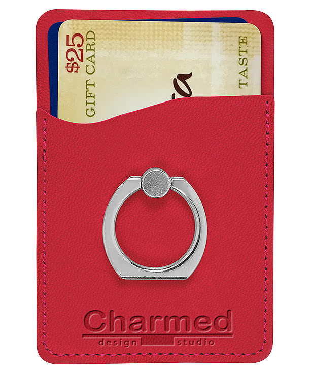 Debossed Tuscany Phone Wallet with Metal Ring Phone Stand