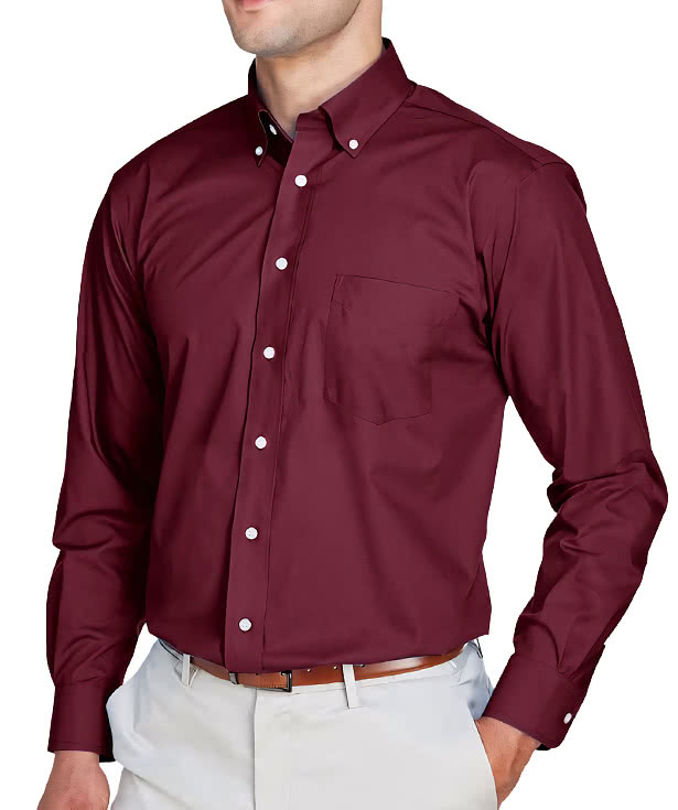 Devon & Jones Crown Collection Broadcloth Woven Dress Shirt - Embroidered