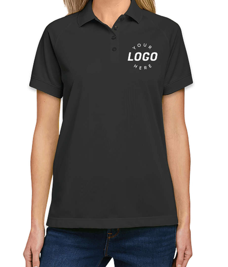 Harriton Women's Charge Snag and Soil Protect Performance Polo in Black