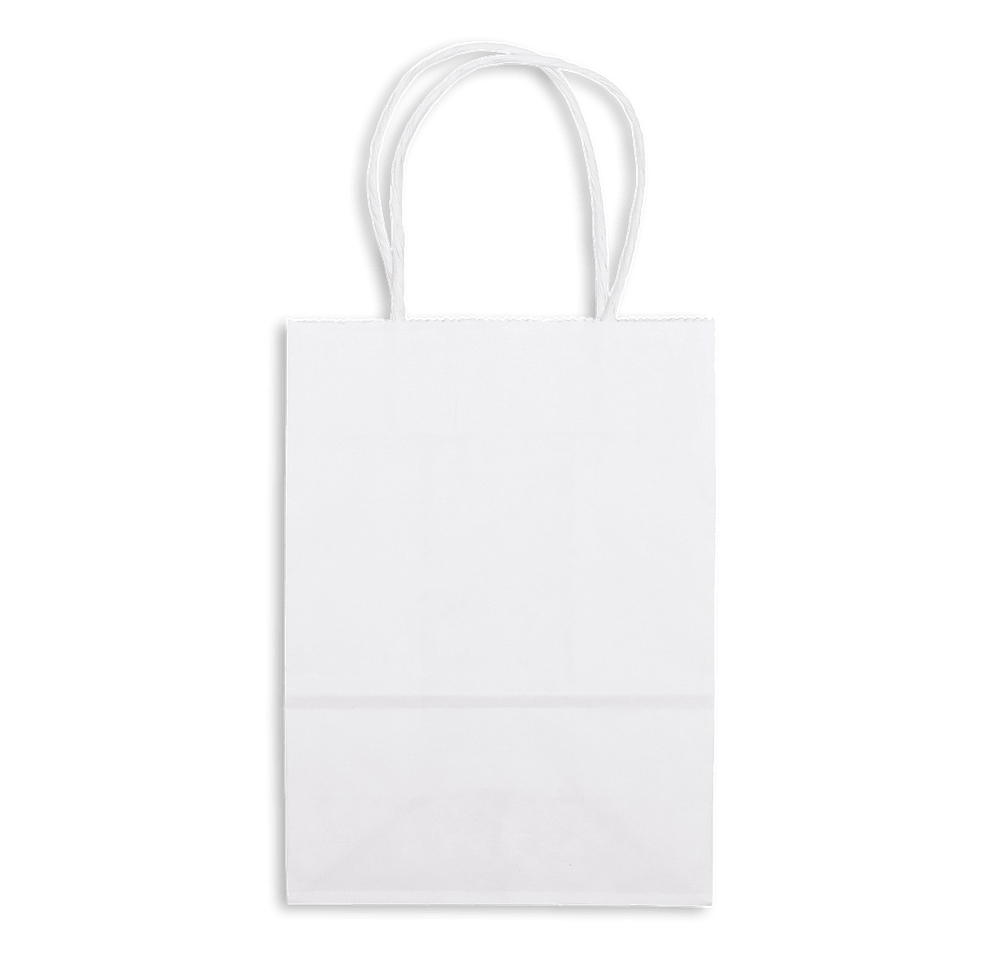 Full Color Pup Small White Kraft Paper Shopper Bag-default