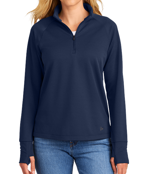 New Era Women's Stand Out Recycled Quarter Zip Sweatshirt - Printed in True Navy