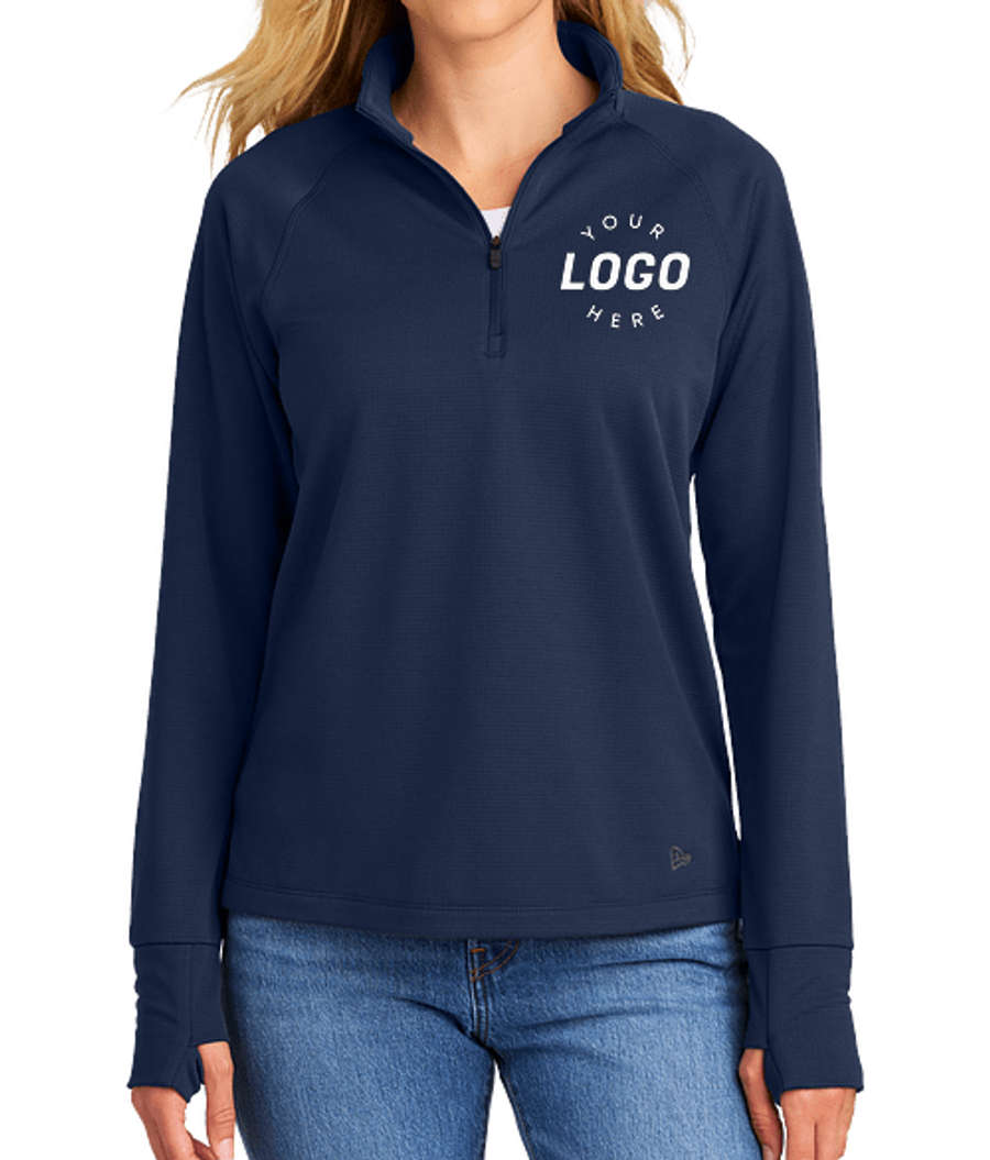 New Era Women's Stand Out Recycled Quarter Zip Sweatshirt - Printed in True Navy