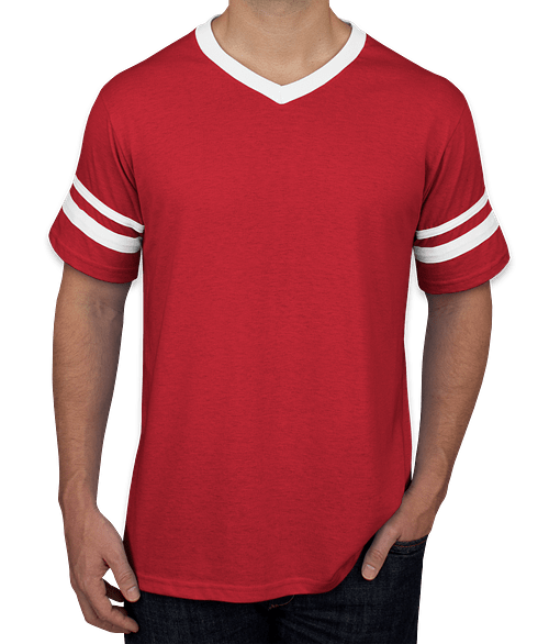 Augusta Double Sleeve Stripe Jersey T-shirt in Red / White