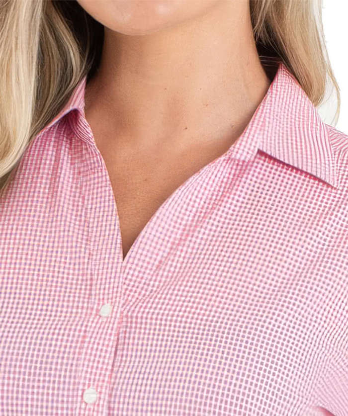 Blue Generation Women's Untucked Gingham Long Sleeve Dress Shirt