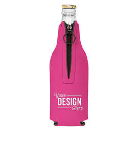 Foldable Foam Zipper Bottle Cooler - Color: Magenta