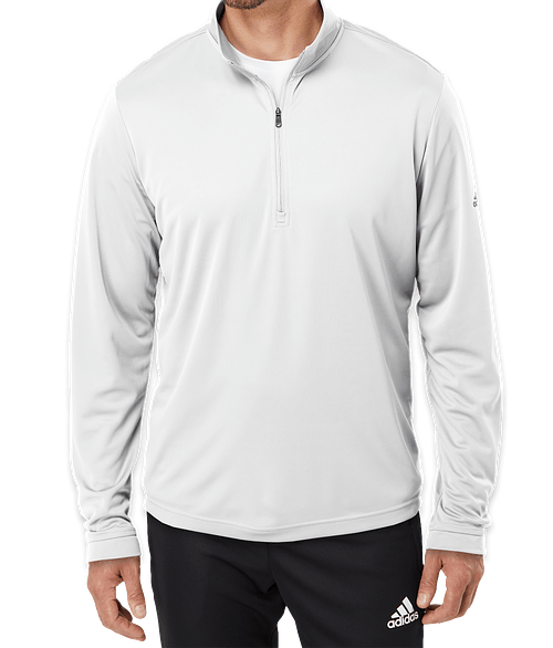 Adidas Recycled Lightweight Quarter Zip Sweatshirt - Embroidered in White