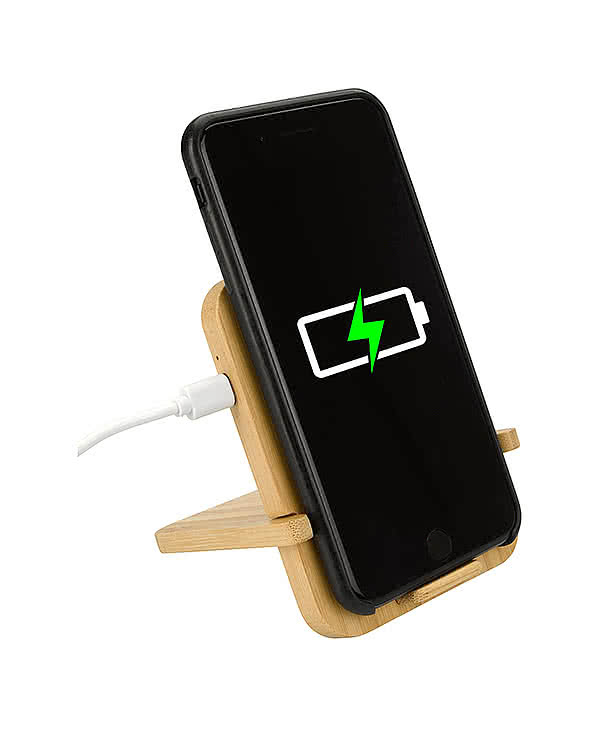 Bamboo 10W Wireless Charger with Phone Holder