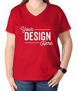 Gildan Women's 100% Cotton V-Neck T-shirt - Color: Red