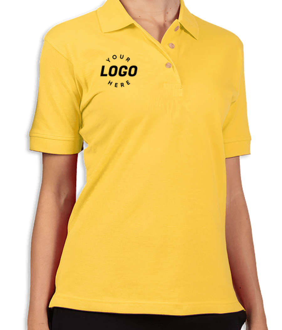 Blue Generation Women's Cotton Pique Polo - Printed in Yellow