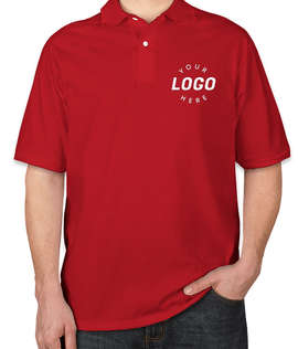 Jerzees Spotshield 50/50 Jersey Polo - Screen Printed - Color: True Red