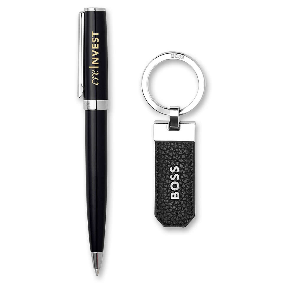 Hugo Boss Laser Engraved Ballpoint Pen & Keychain Set
