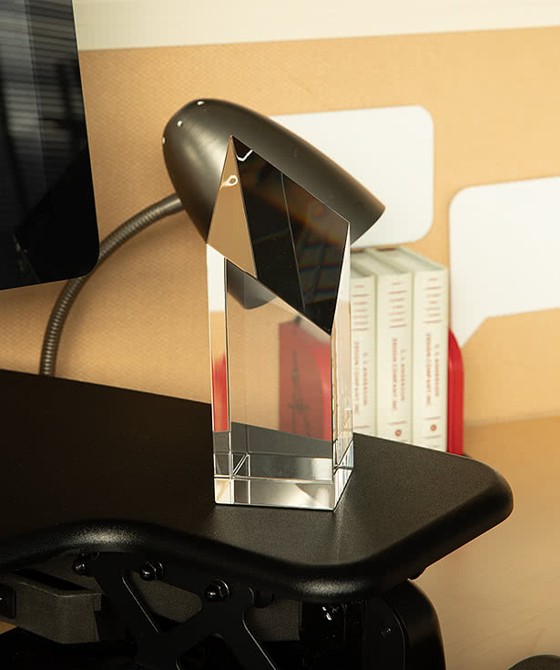 Laser Engraved 7.25" Glass Diamond Pillar Award