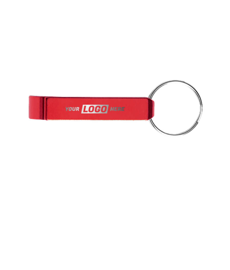 Laser Engraved Aluminum Bottle Opener Keychain in Red