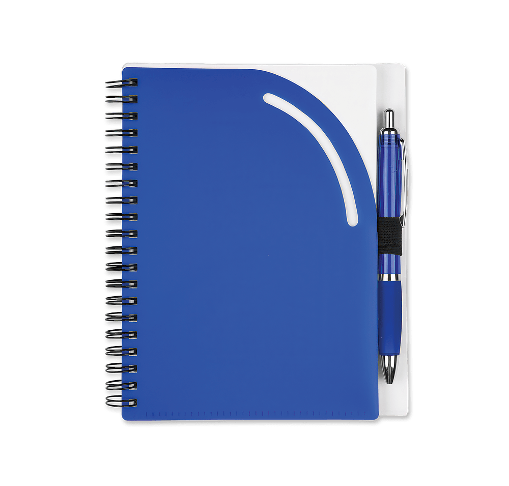 Curvy Top Hard Cover Spiral Notebook with Pen-default