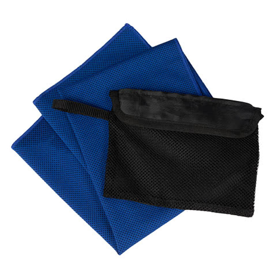 Full Color Recycled Cooling Towel with Travel Pouch in Gray
