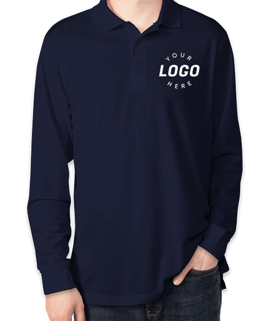 Core 365 Tall Long Sleeve Performance Pique Polo - Printed in Classic Navy