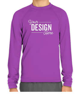 Wet Effect Youth Long Sleeve Rash Guard Shirt - Color: Purple