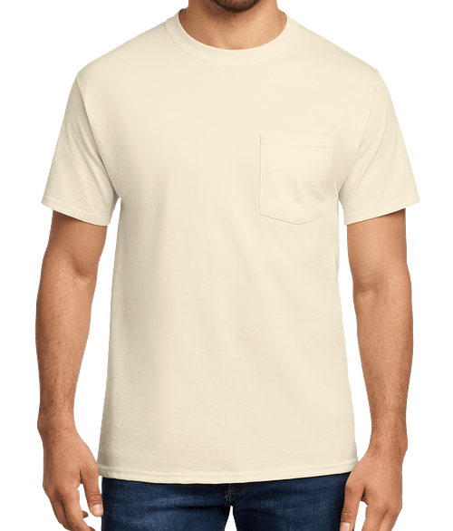 Port & Company Essential Pocket T-shirt in Natural