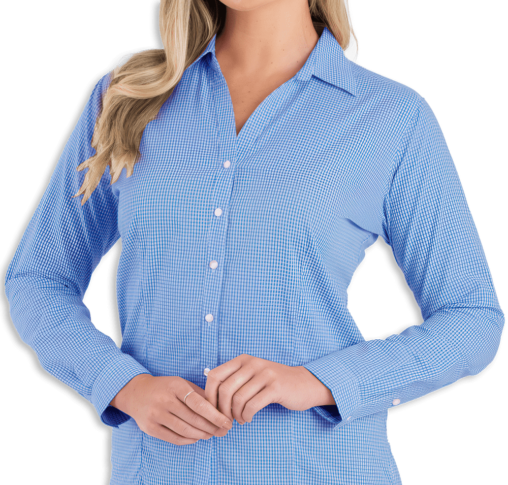 Blue Generation Women's Untucked Gingham Long Sleeve Dress Shirt-default