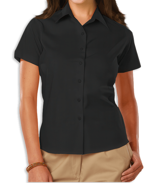 Blue Generation Women's Poplin Short Sleeve Dress Shirt in Black