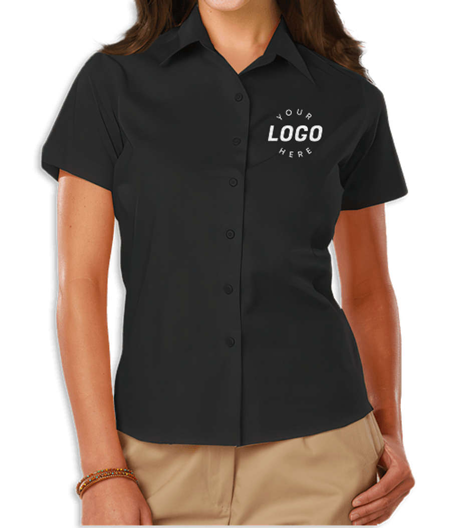 Blue Generation Women's Poplin Short Sleeve Dress Shirt in Black