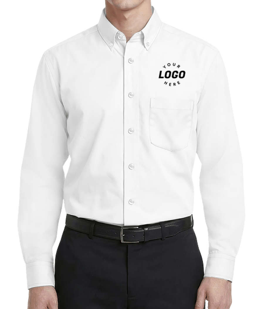 Blue Generation Superblend Poplin Matching Buttons Dress Shirt - Printed in White