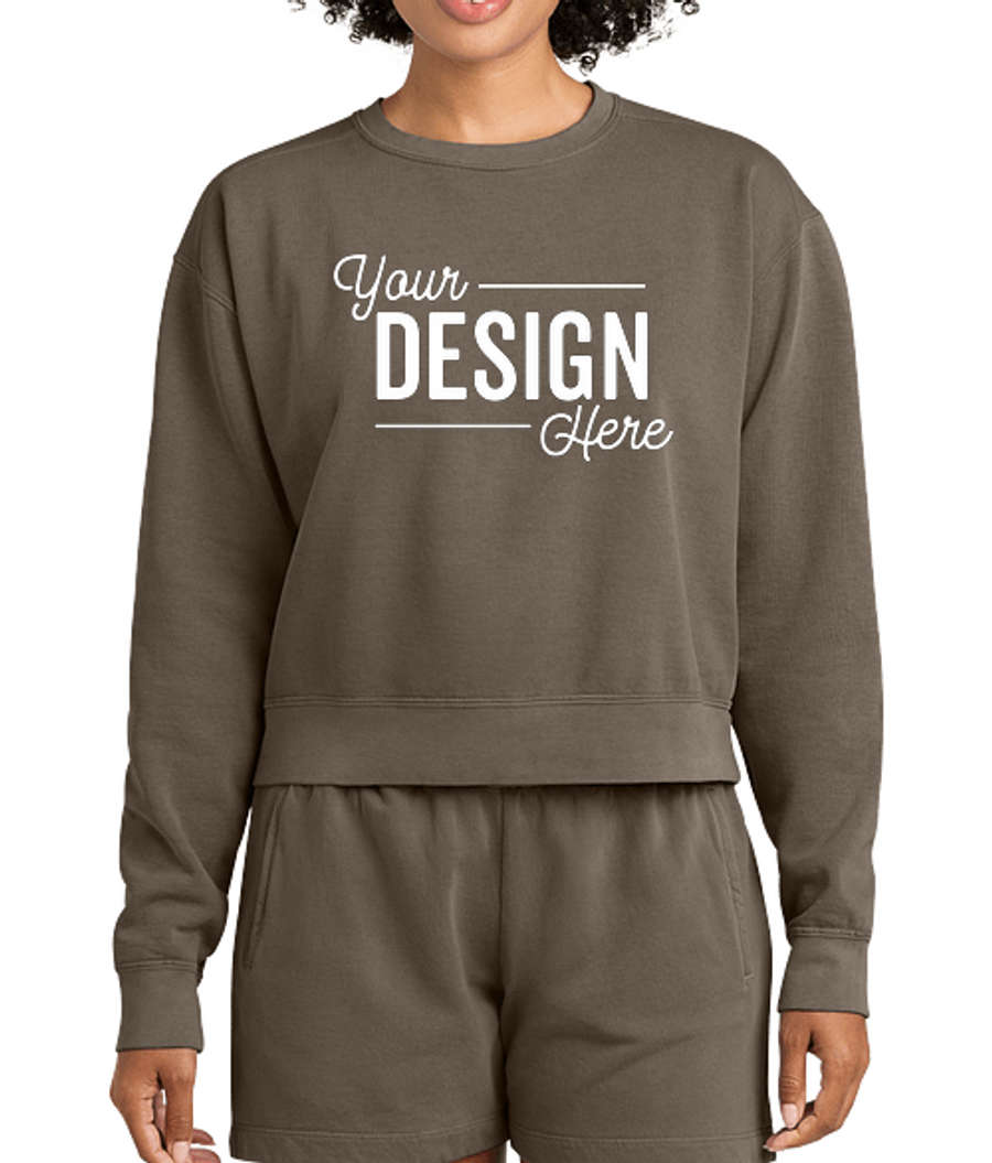 Comfort Colors Women's Garment Dyed Cropped Crewneck Sweatshirt in Espresso