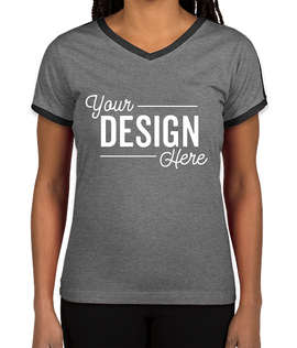 LAT Women's Retro Ringer V-Neck T-shirt