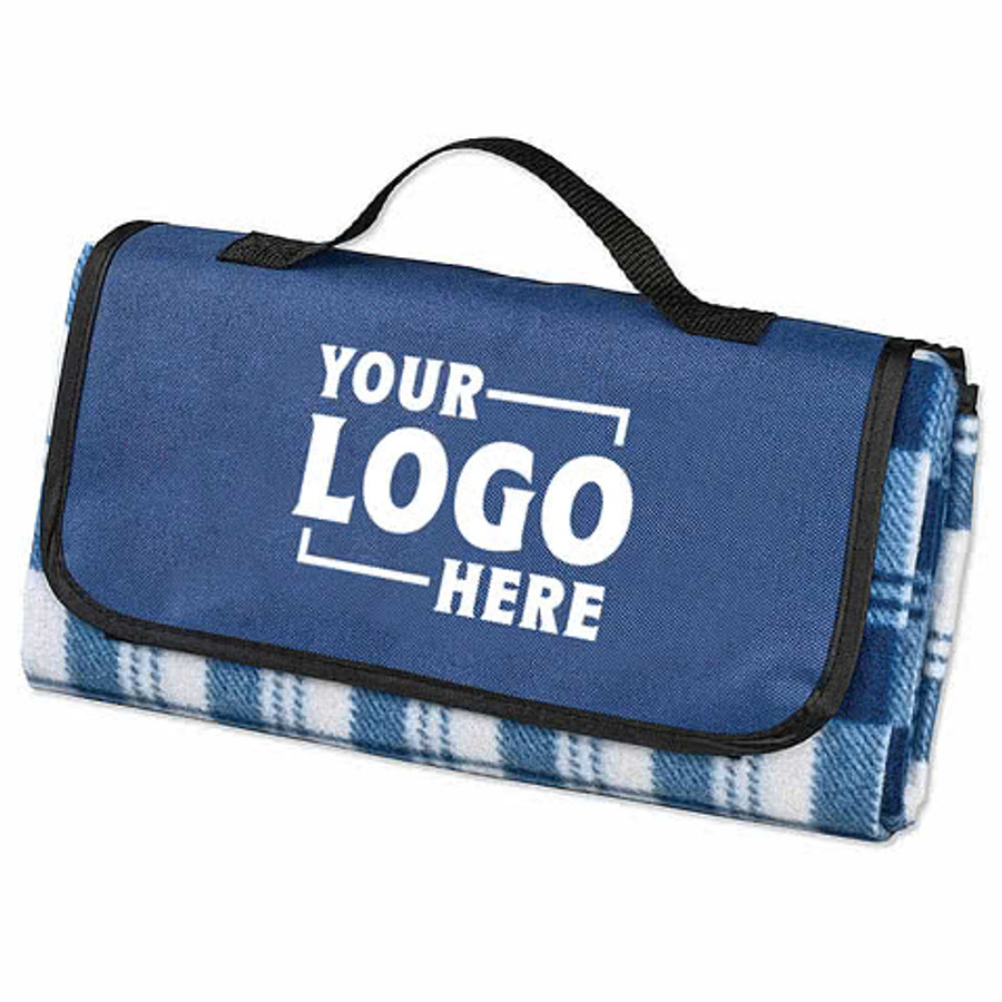 Fold Up Fleece Picnic Blanket in Black