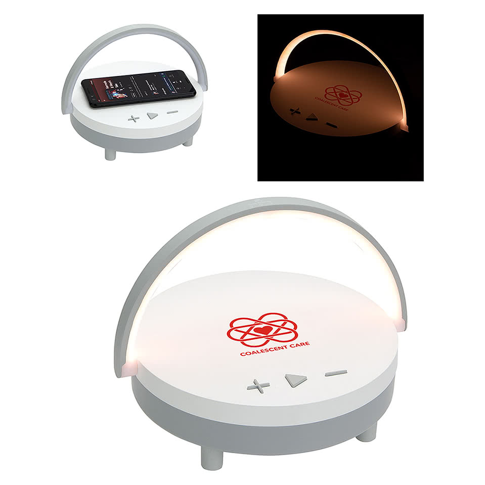 Archway Wireless Speaker with 5W Wireless Charger + Touch Light