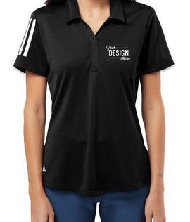 Adidas Women's Floating 3-Stripes Performance Polo - Color: Black / White
