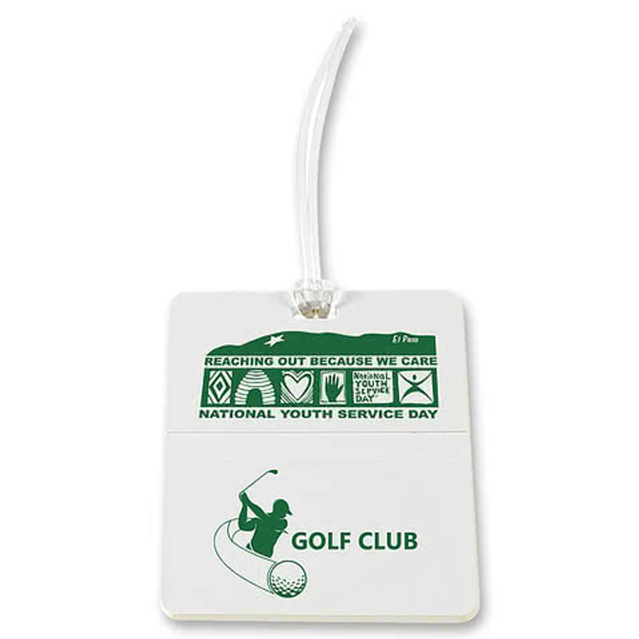 Rectangle Golf Bag Tag in White