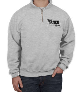 Jerzees Super Sweats 50/50 Quarter Zip Sweatshirt - Embroidered - Color: Ash
