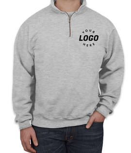 Jerzees Super Sweats 50/50 Quarter Zip Sweatshirt - Screen Printed - Color: Ash
