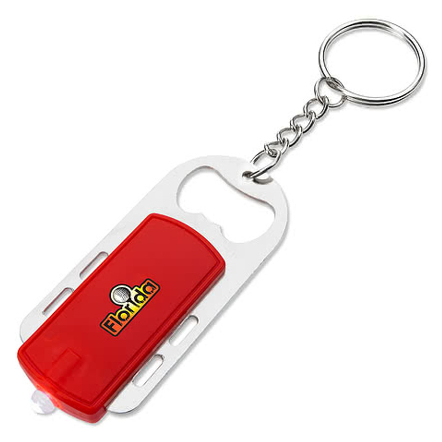 LED Light Bottle Opener Keychain in Black