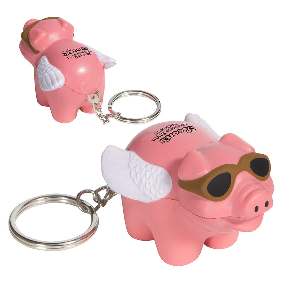 Flying Pig Stress Reliever Keychain