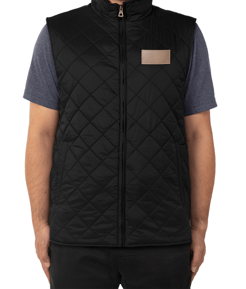 Weatherproof Vintage Diamond Quilted Vest - Faux Leather Patch in Black