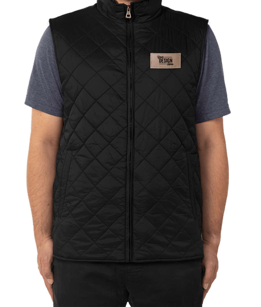 Weatherproof Vintage Diamond Quilted Vest - Faux Leather Patch in Black