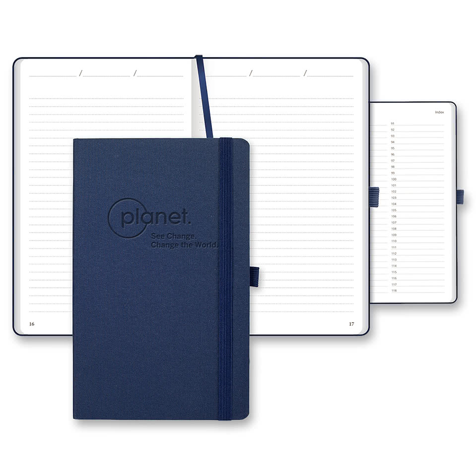 Castelli Debossed Oceano Recycled Medio Lined Hard Cover Notebook