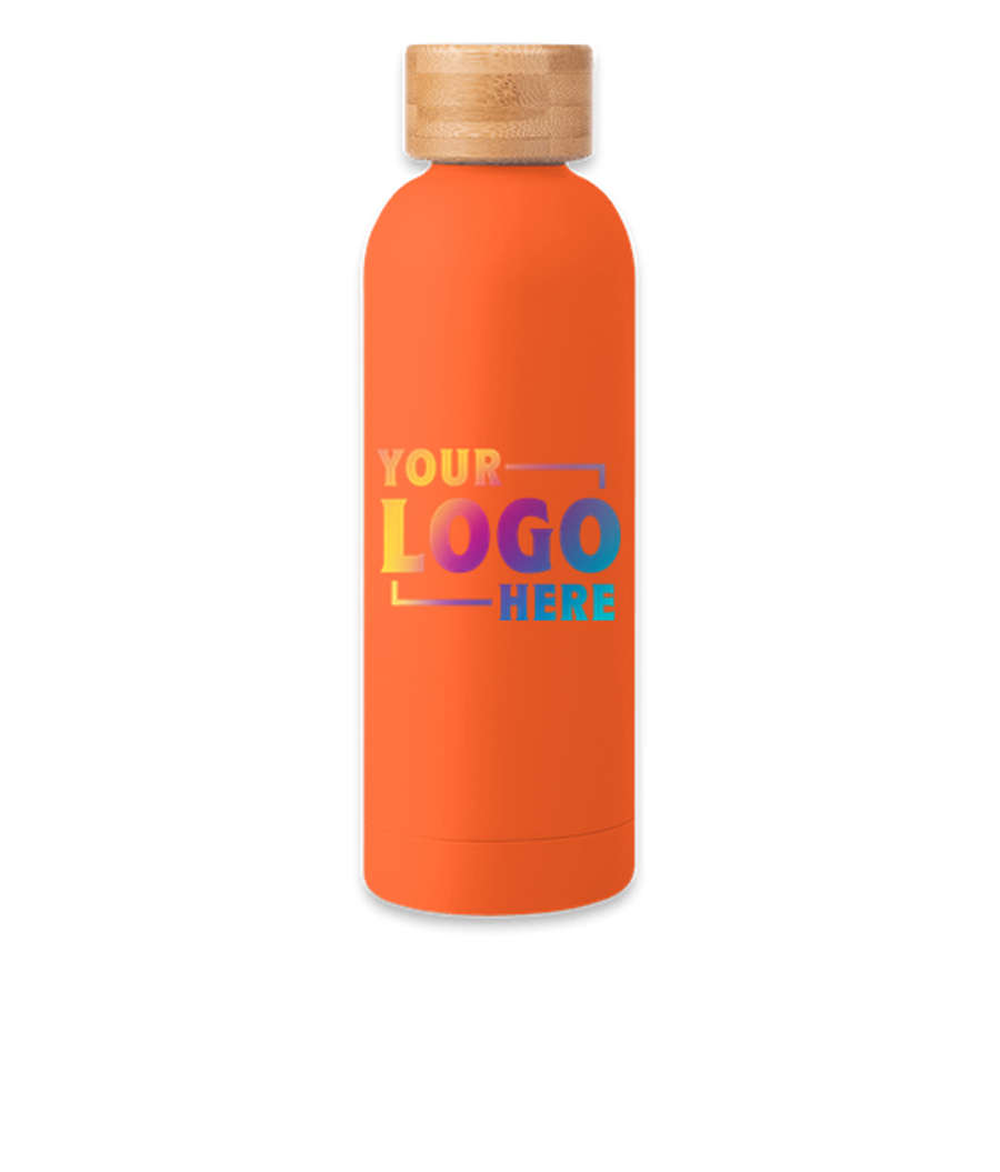 17 oz. Blair Stainless Steel Water Bottle with Bamboo Lid in Orange