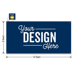 Full Color 6' x 3' Vinyl Banner - Color: Navy