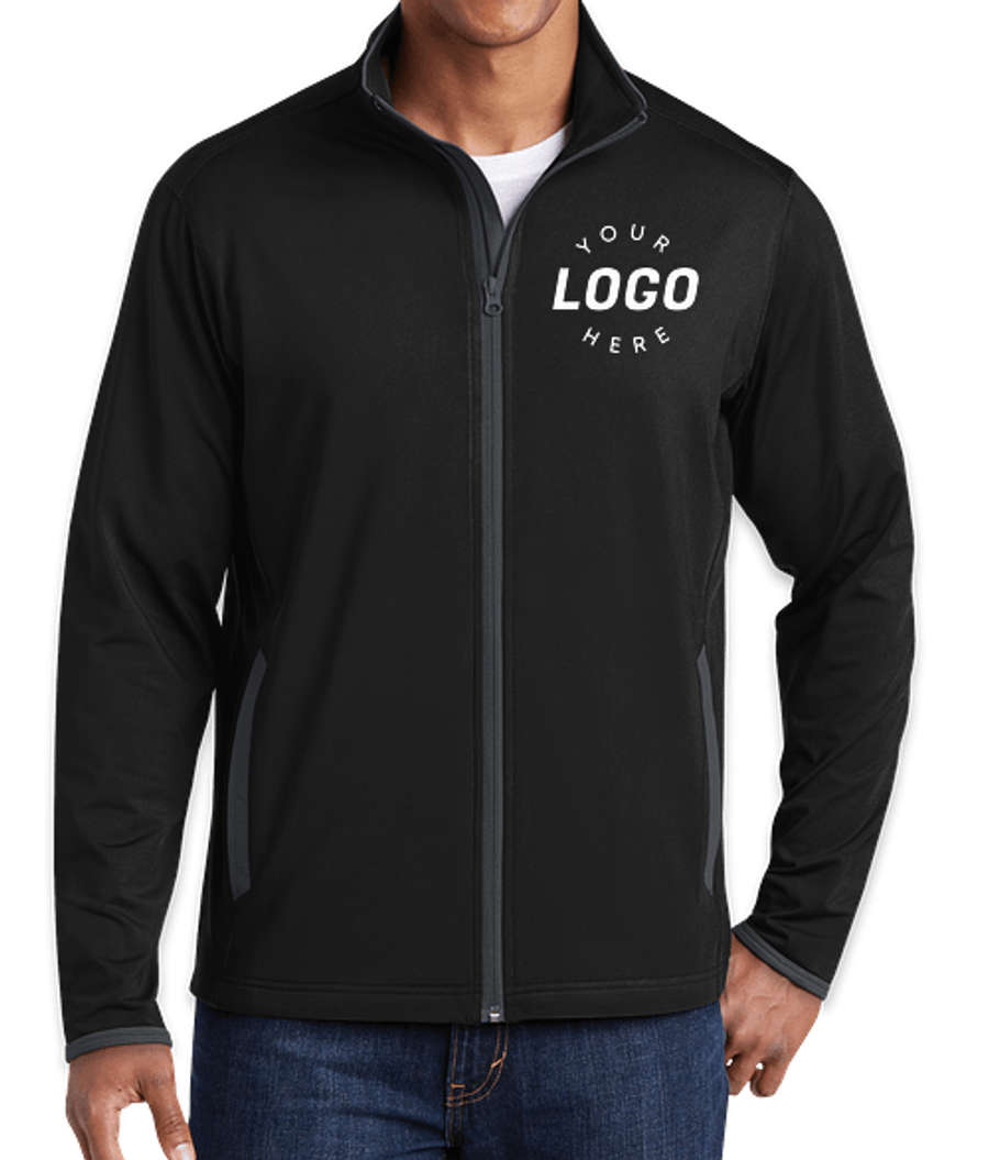 Sport-Tek Sport-Wick Stretch Full Zip Jacket in Black / Charcoal Grey