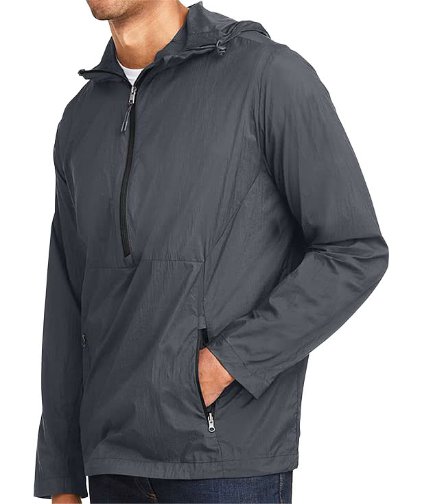 North End Aura Recycled Lightweight Packable Anorak - Embroidered