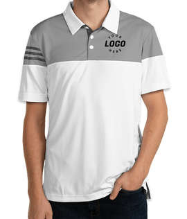 Adidas 3-Stripes Colorblock Performance Polo - Color: White / Vista Grey